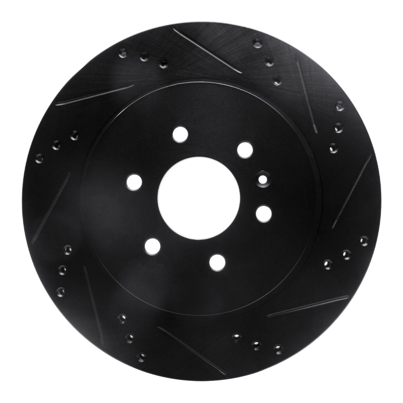 Cadillac SRX Brake Rotor (1) - Rear Right - R1 Concepts - Drilled & Slotted - Black - `04-`09